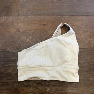 lululemon athletica One-Shoulder Ribbed Sports Bra in Light Beige